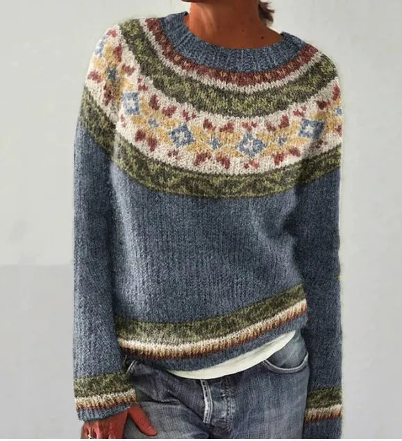 Lexi - Retro Norræn mynstur haustpeysa