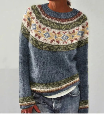 Lexi - Retro Norræn mynstur haustpeysa